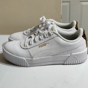 EXCELLENT CONDITION.. Puma, Size W6.5, White, Gold, & Leopard